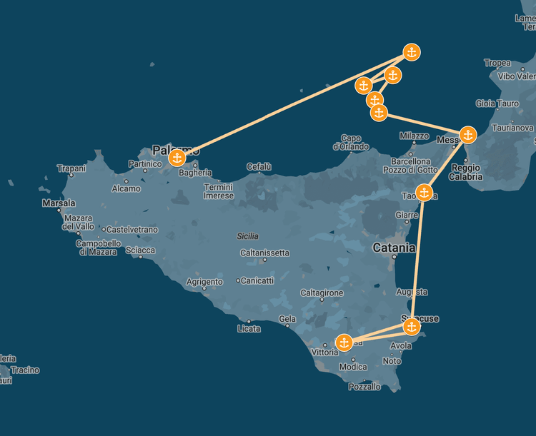 Sicily & Aeolian Islands - One Way Yacht Charter Itinerary